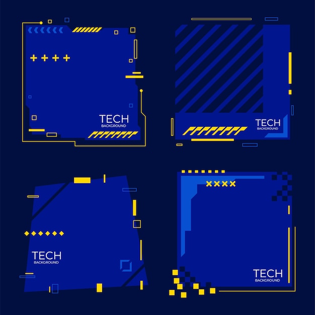 サイバー パンク スタイルの現代技術バナー コレクション