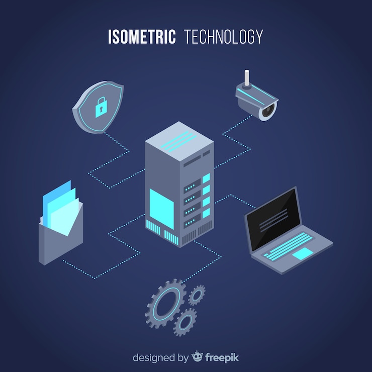 Free Vector modern technology composition with isometric view