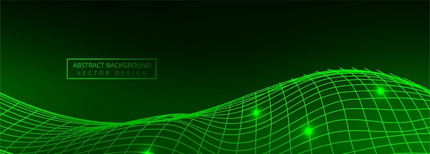 Modern technology wire green wave banner background