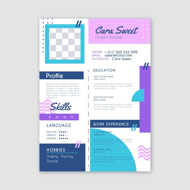 Free vector modern template for cv