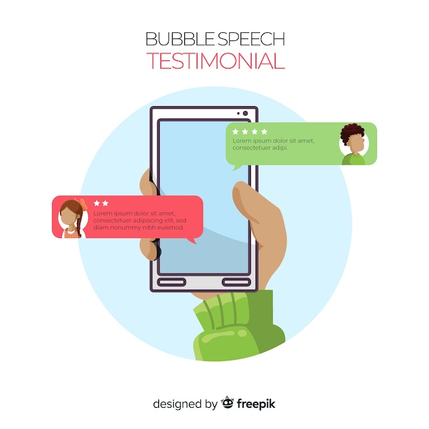 Free vector modern testimonial design with speech bubbles concept