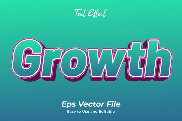 Modern text effect growth editable and easy to use premium vector