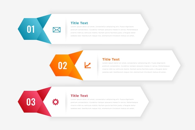 Free vector modern three step process chart template for business marketing vector