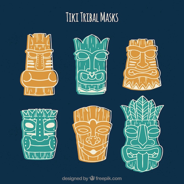 Free Vector | Modern tiki tribal masks