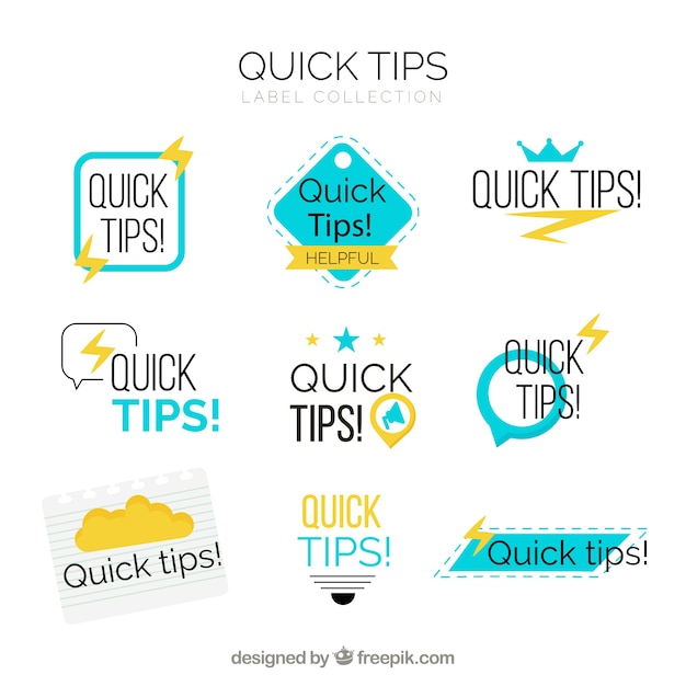 Modern tips label collection with flat design