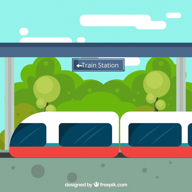 Modern train background in flat design