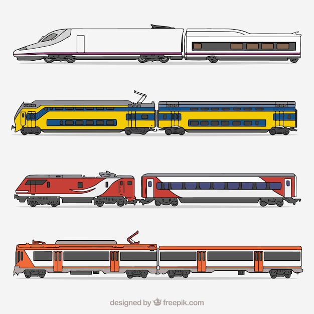 Free vector modern train colecction