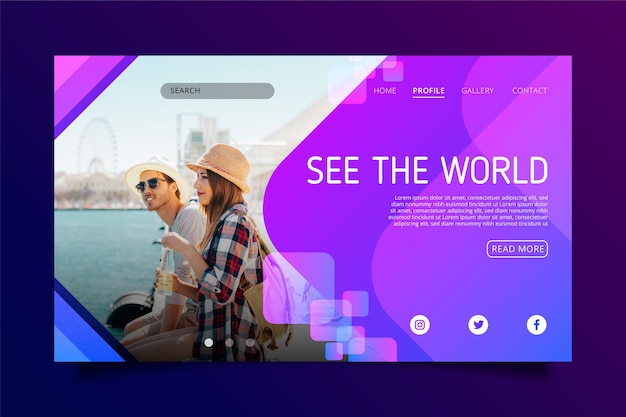 Free vector modern travel landing page