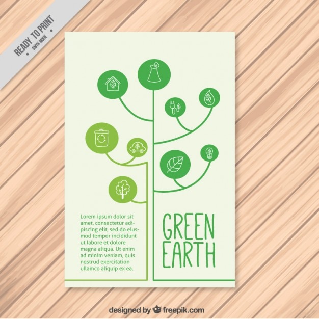 Free vector modern tree with circles eco flyer