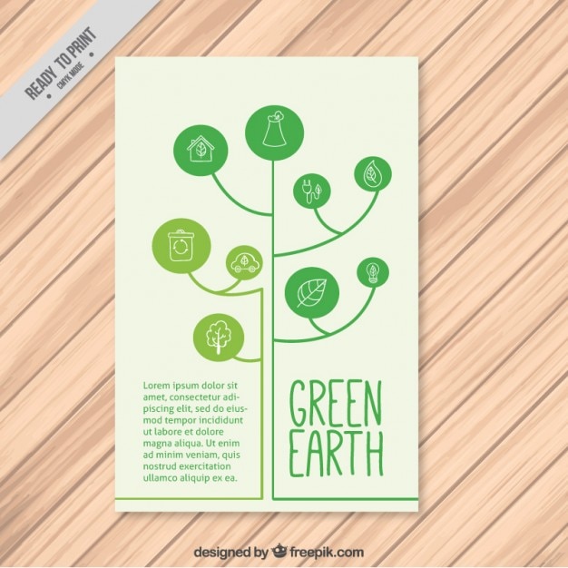 Free Vector modern tree with circles eco flyer