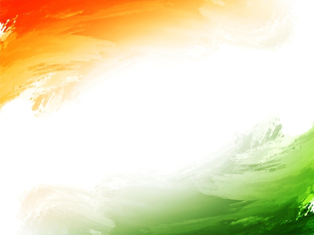 Free vector modern tricolor indian flag theme watercolor brush stroke design background
