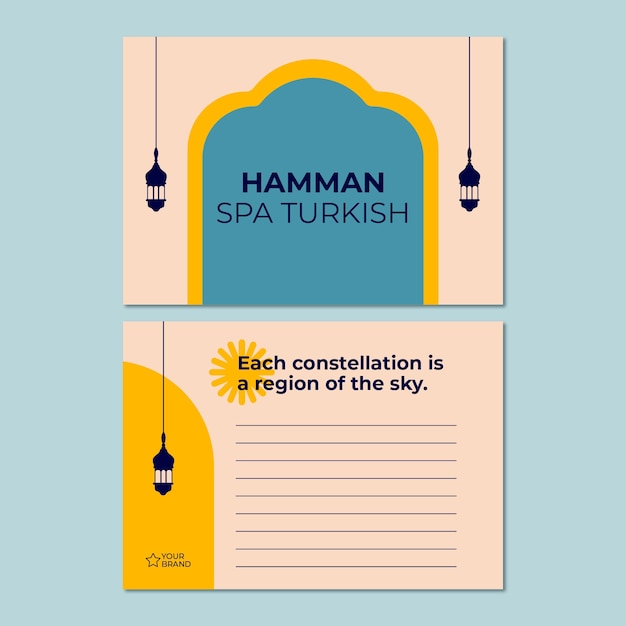 Free vector modern turkish hammam spa postcard