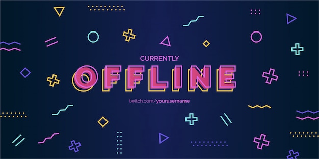 Modern twitch background design with memphis elements vector template