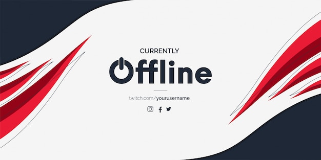 Modern Twitch Offline Banner with Abstract Red Shapes