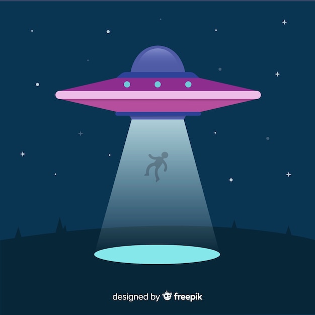 Modern ufo abduction concept with flat design