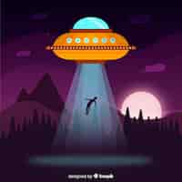 Vettore gratuito moderno concetto di abduction ufo con design piatto