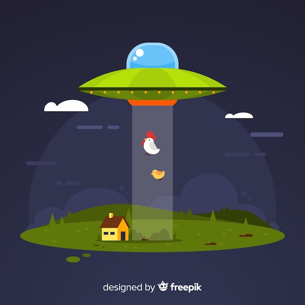 Free vector modern ufo abduction concept with flat design