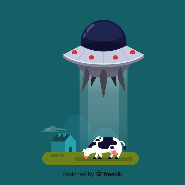 Free vector modern ufo abduction concept with flat design