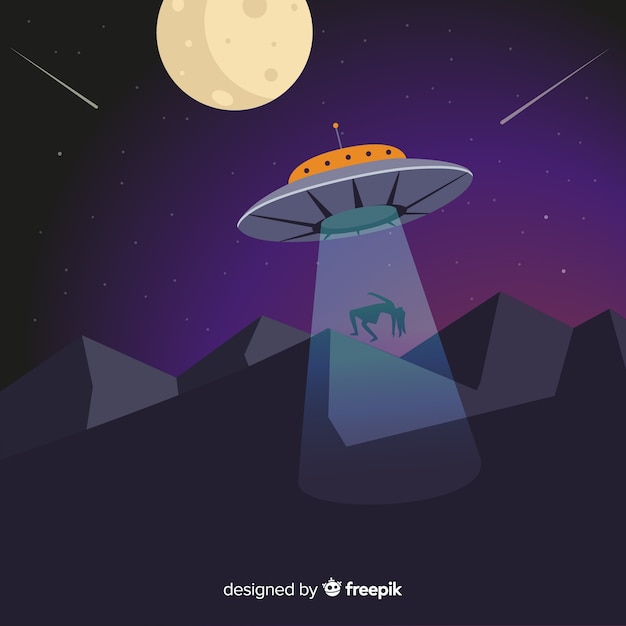 Free vector modern ufo abduction concept with flat design