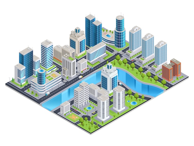 Modern urban isometric landscape