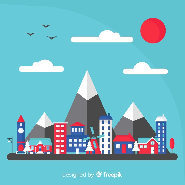免費 Vector 現代城市風景,平面設計