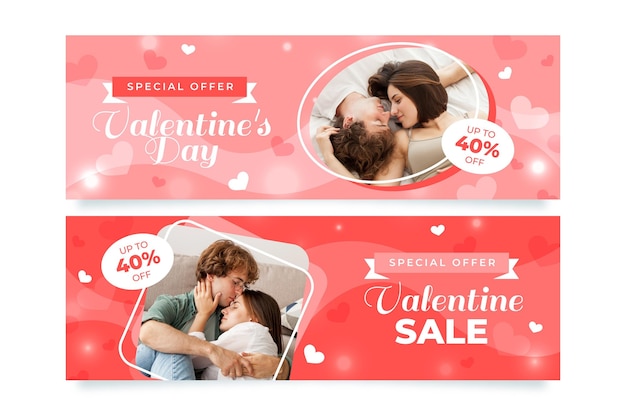 Modern valentine's day banners with photo