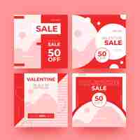 Free vector modern valentine's day sale posts collection