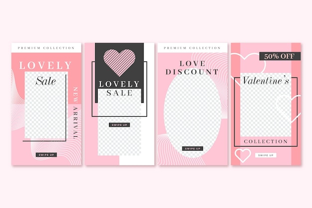 Free vector modern valentine's day sale stories