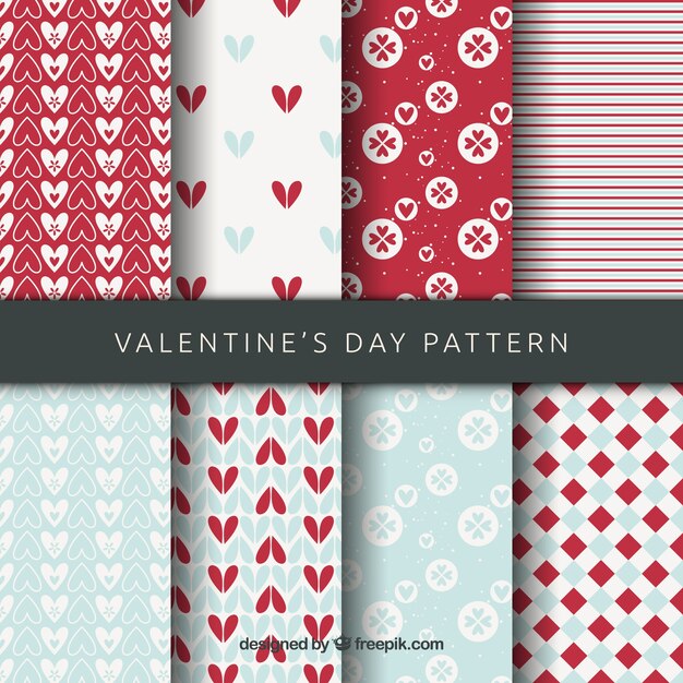 Modern valentines day pattern set of eight