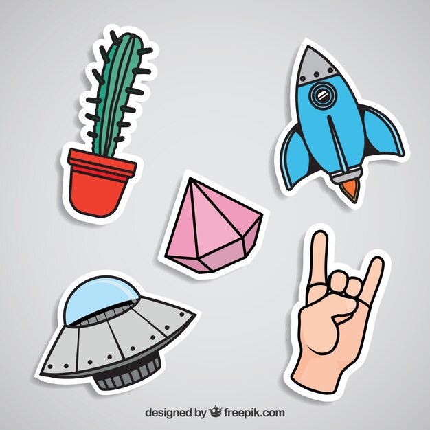 Modern variety of colorful stickers