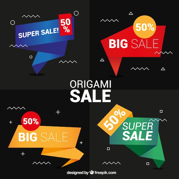 Modern variety of origami sale labels