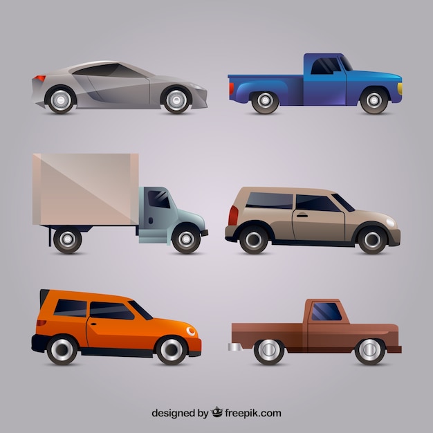 Free vector modern variety of relistic cars