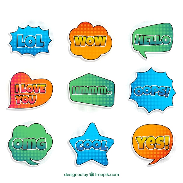 Free vector modern variety of talking bubbles