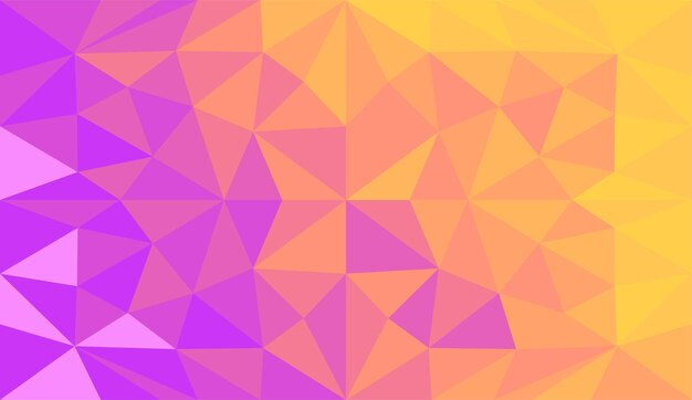 紫と黄色のグラデーションの背景を持つ現代ベクトル フラット多角形