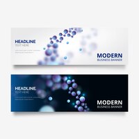 Modern vertical banner collection with realistic molecules