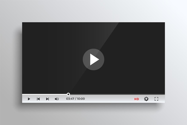 Free vector modern video player mockup template for web interface