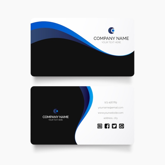 Modern Visit card with Blue Waves
