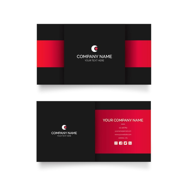 Free vector modern visit card with red shapes