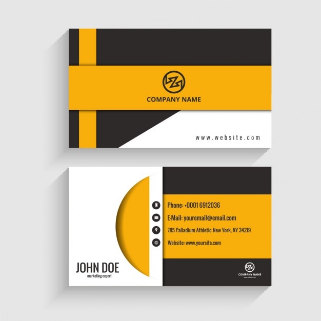 Free vector modern visiting card black and yellow