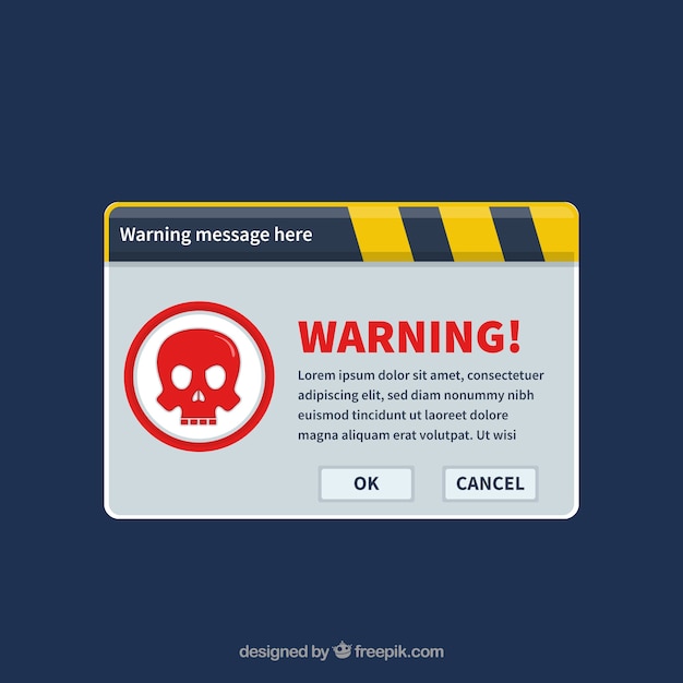 Free vector modern warning pop up with flat design