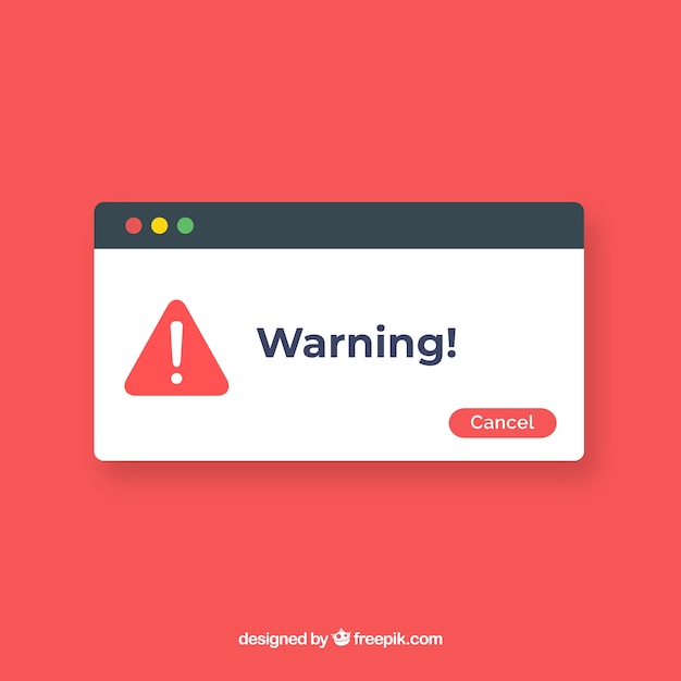 Modern warning pop up with flat design