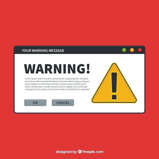 Free vector modern warning pop up with flat design