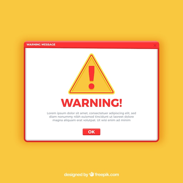 Modern warning pop up with flat design