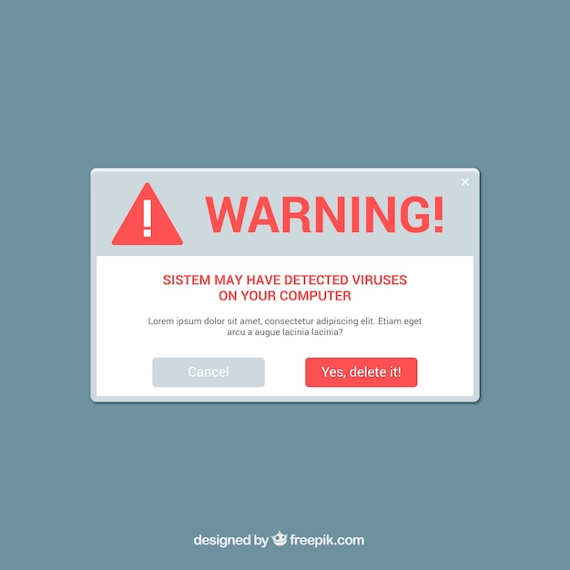 Free vector modern warning pop up with flat design