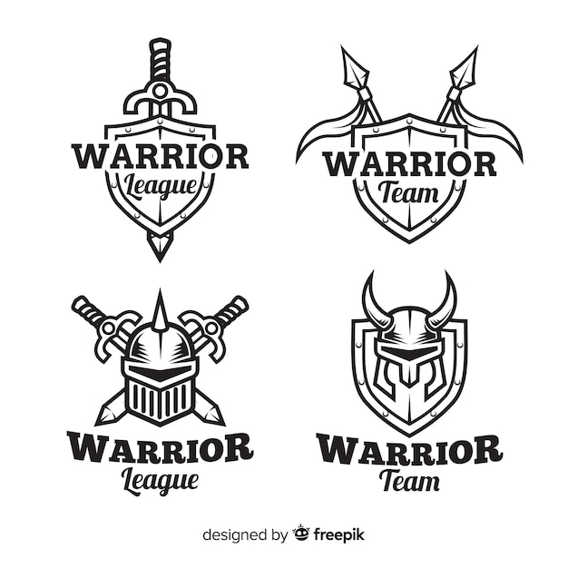 無料ベクター 現代の戦士のスポーツのロゴのコレクション