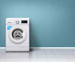 Free vector modern washing machine in empty laundry room