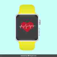 Free vector modern watch with electrocardiogram