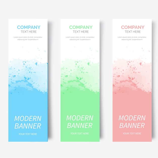 Modern watercolor banner collection