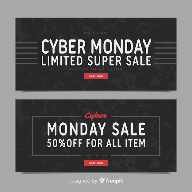 Modern watercolor cyber monday banners