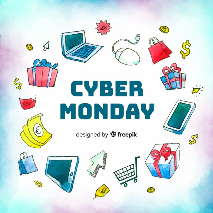Free Vector modern watercolor cyber monday composition